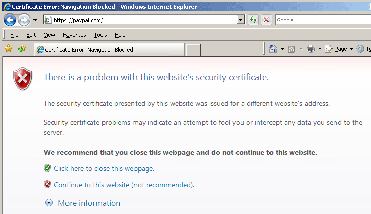 about certificate errors” in internet explorer help.