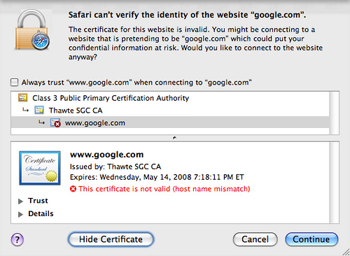 SSL Certificate Name Mismatch Error