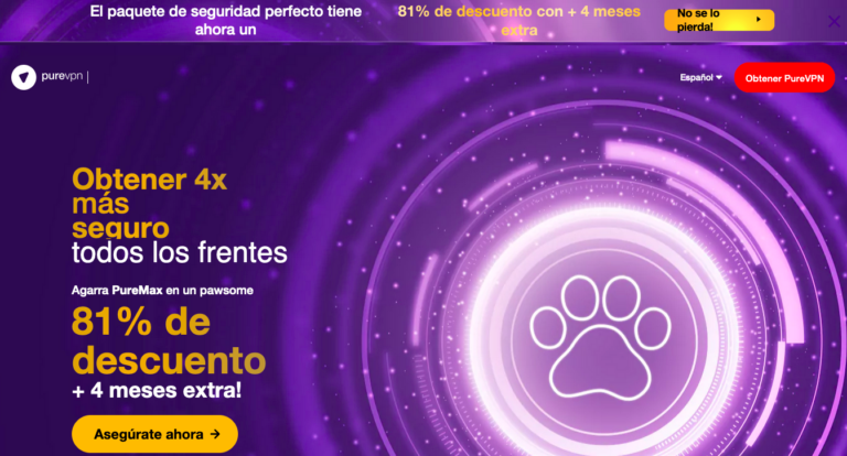 Página de inicio de PureVPN