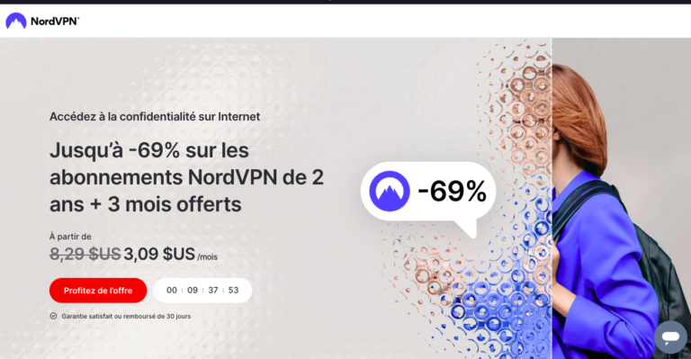 Page d'accueil NordVPN